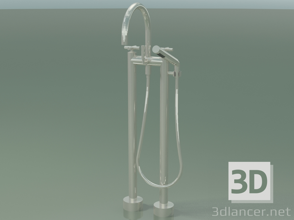 modello 3D Miscelatore vasca due fori per installazione a pavimento (25943 892-08) - anteprima