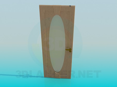 3D modeli İç kapı ile oval buzlu cam - önizleme