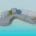 modèle 3D Canapé d’angle en 4 sections - preview