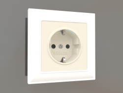 Socket with grounding, shutters and lighting (ivory)