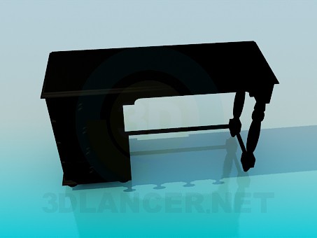 3d модель Деревянный письменный стол – превью