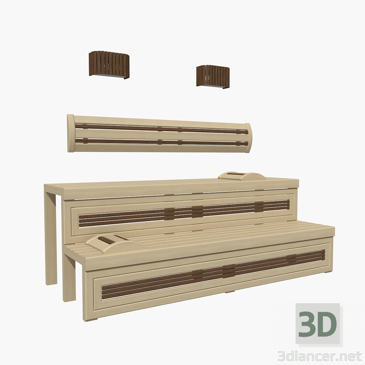Banco de sauna 01 3D modelo Compro - render