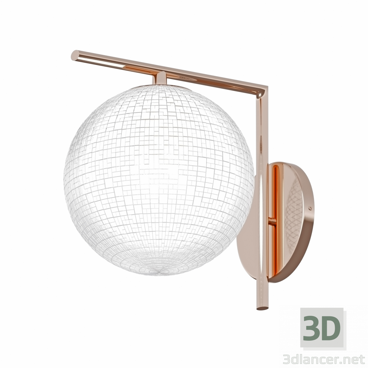 Lámpara de pared Sconce con cuerpo dorado 3D modelo Compro - render