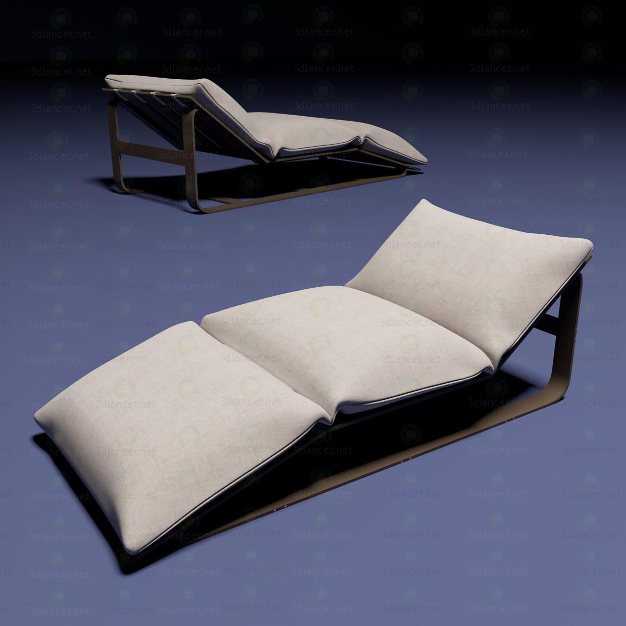 3D modeli Şezlong yastıkları ile - önizleme
