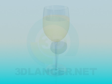 modello 3D Un bicchiere di vino bianco - anteprima