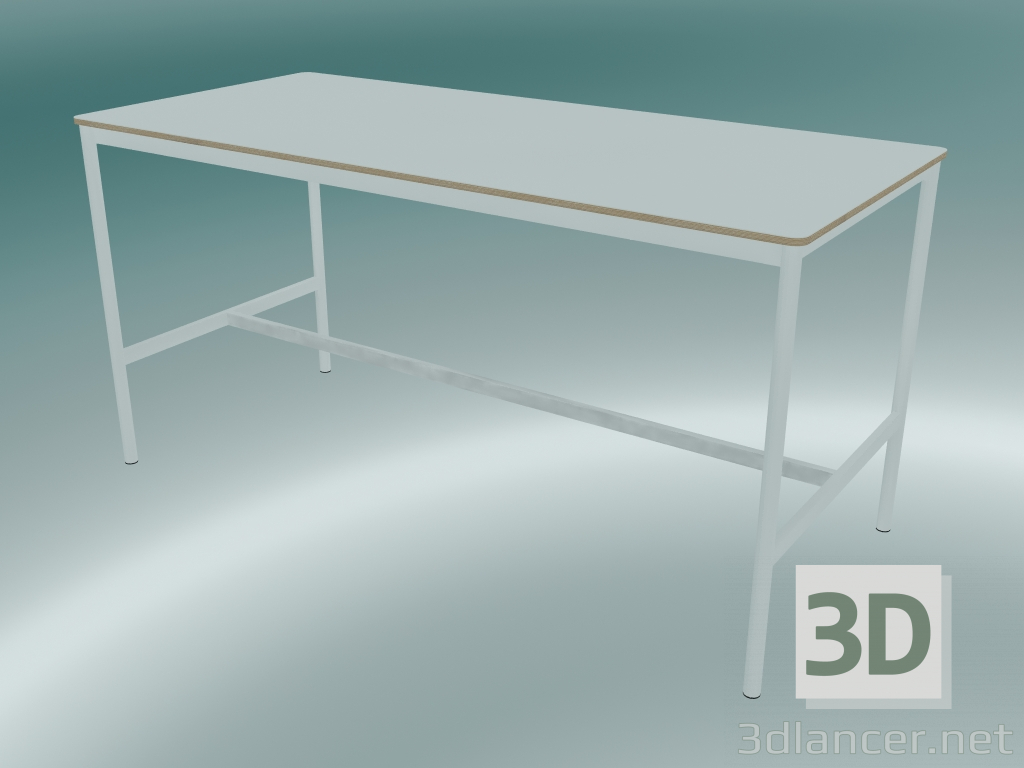 modèle 3D Table rectangulaire Base High 85x190x95 (Blanc, Contreplaqué, Blanc) - preview