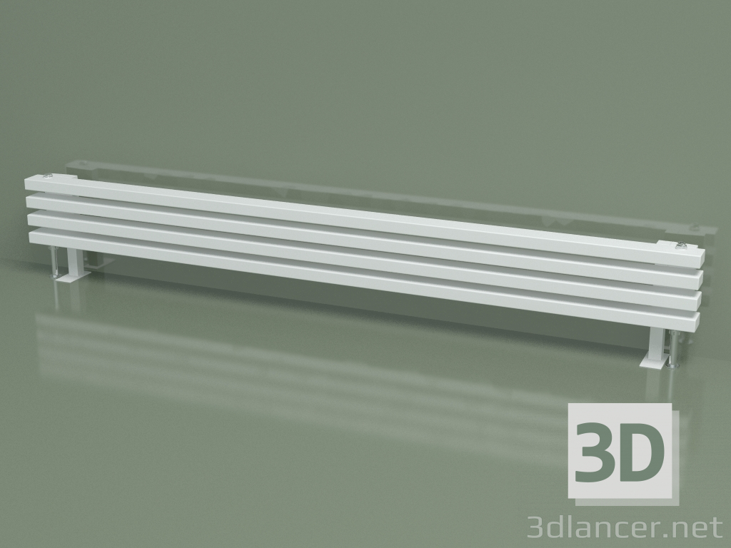modello 3D Radiatore orizzontale RETTA (4 sezioni 1800 mm 60x30, bianco opaco) - anteprima
