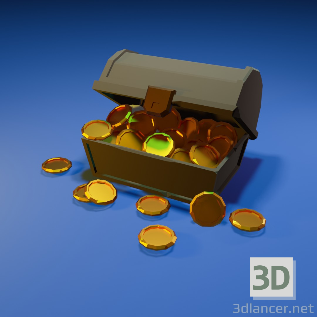 3D modeli altın sandığı - önizleme