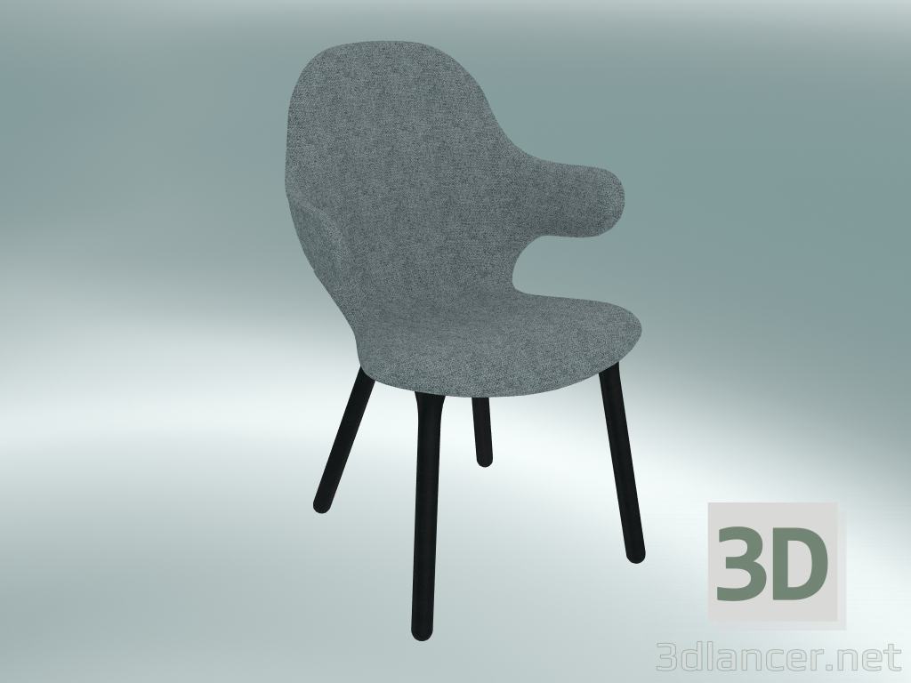 3d model Cierre de silla (JH1, 59x58 A 88 cm, roble teñido negro, Hallingdal - 130) - vista previa
