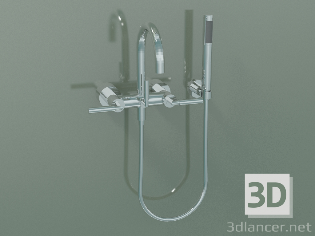3d model Mezclador de bañera de pared con ducha de mano (25133882-00) - vista previa