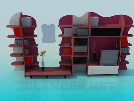 3d model Muebles estante de la pared - vista previa