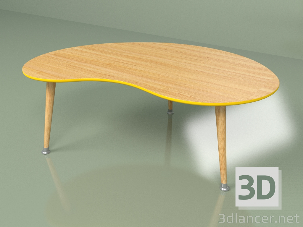modello 3D Tavolino Impiallacciatura di rene (giallo-senape) - anteprima