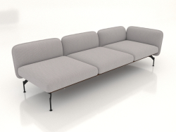 3-seater sofa module with armrest on the right (leather upholstery on the outside)