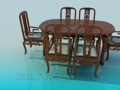 खाने की मेज और कुर्सियों