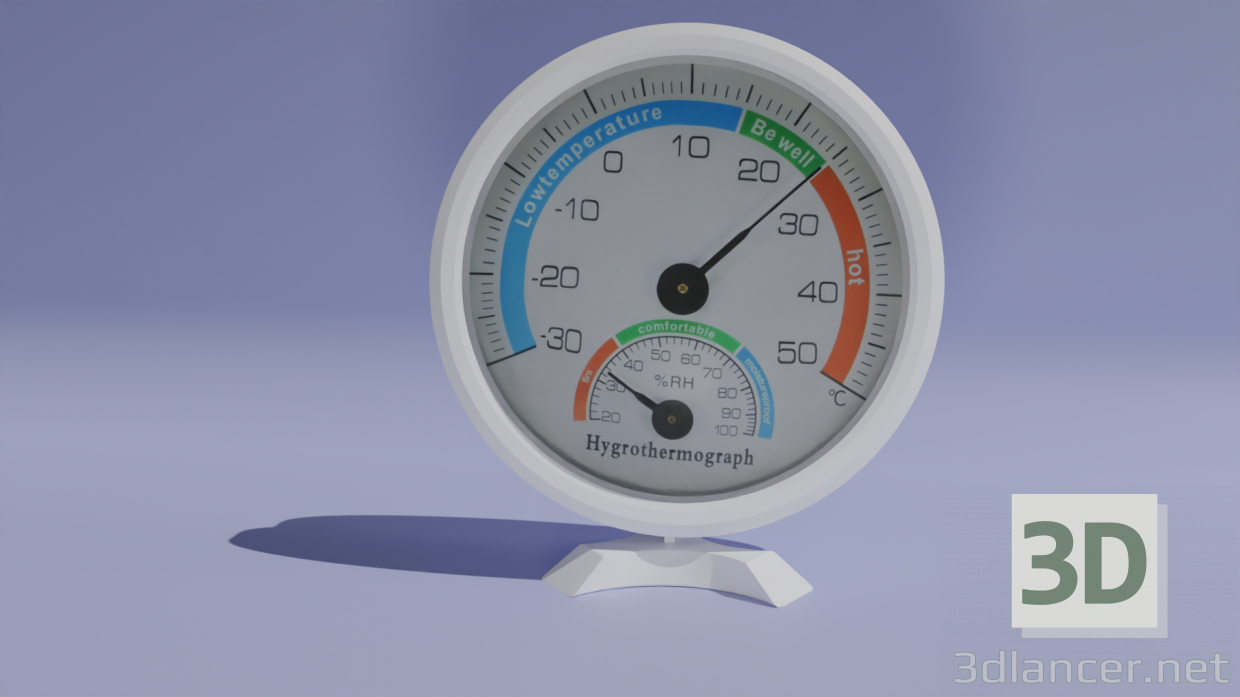 3d model Modelo de hidrómetro con termómetro - vista previa