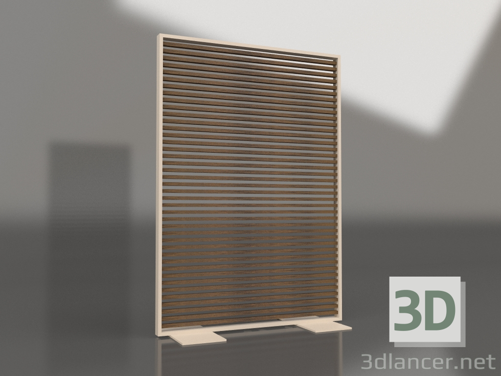 3D Modell Trennwand aus Kunstholz und Aluminium 120x170 (Teak, Sand) - Vorschau