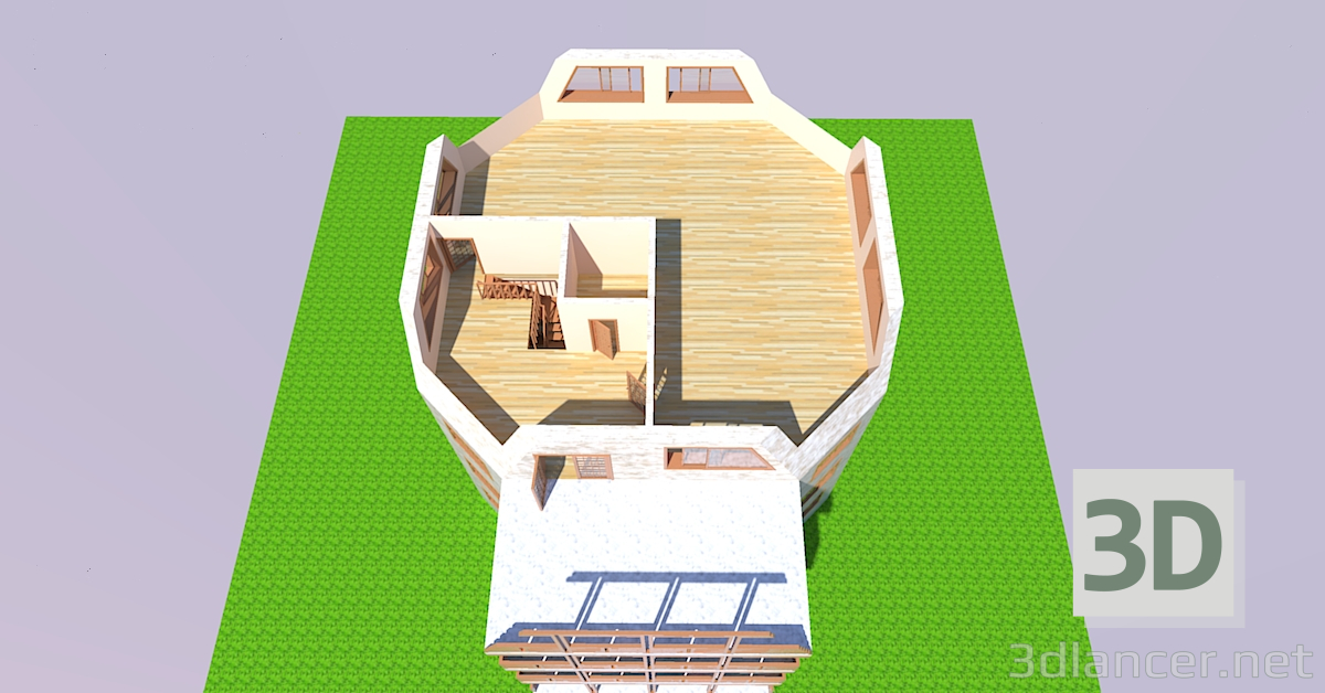 3D modeli 3 katlı ev - önizleme