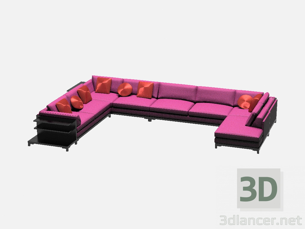3D Modell Modulares Sofa (mit Regalen) Aquitaine - Vorschau