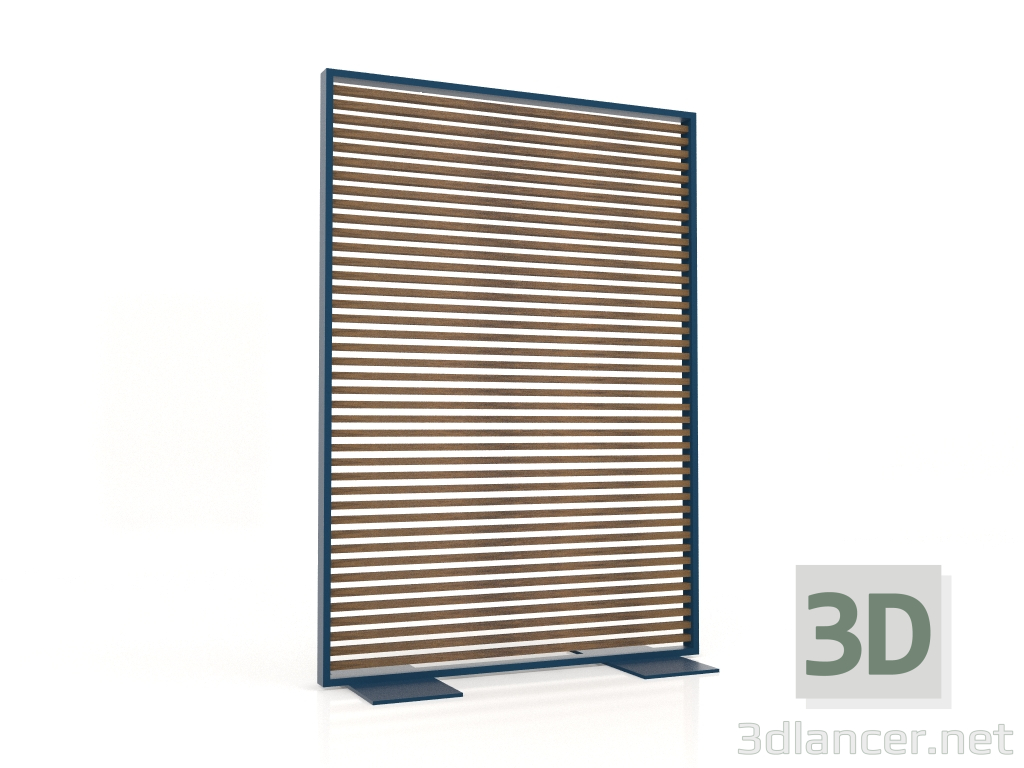 modello 3D Parete divisoria in legno artificiale e alluminio 120x170 (Teak, Grigio blu) - anteprima
