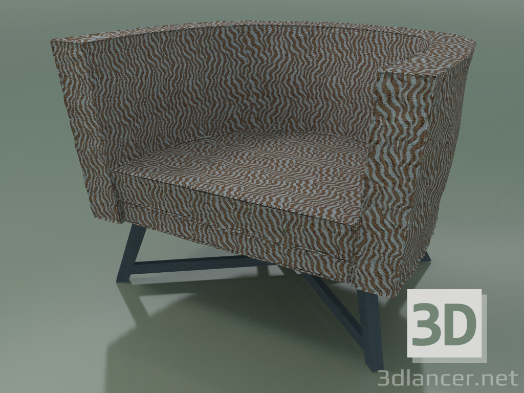3D Modell Sessel halbkreisförmig (08, blau) - Vorschau