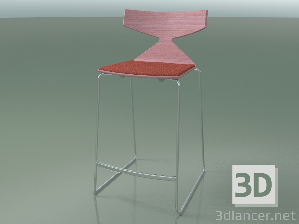 modello 3D Sgabello da bar impilabile 3712 (con cuscino, rosa, CRO) - anteprima
