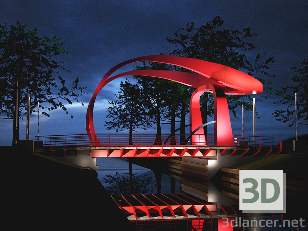 Modelo 3d Red Bridge Holland - preview