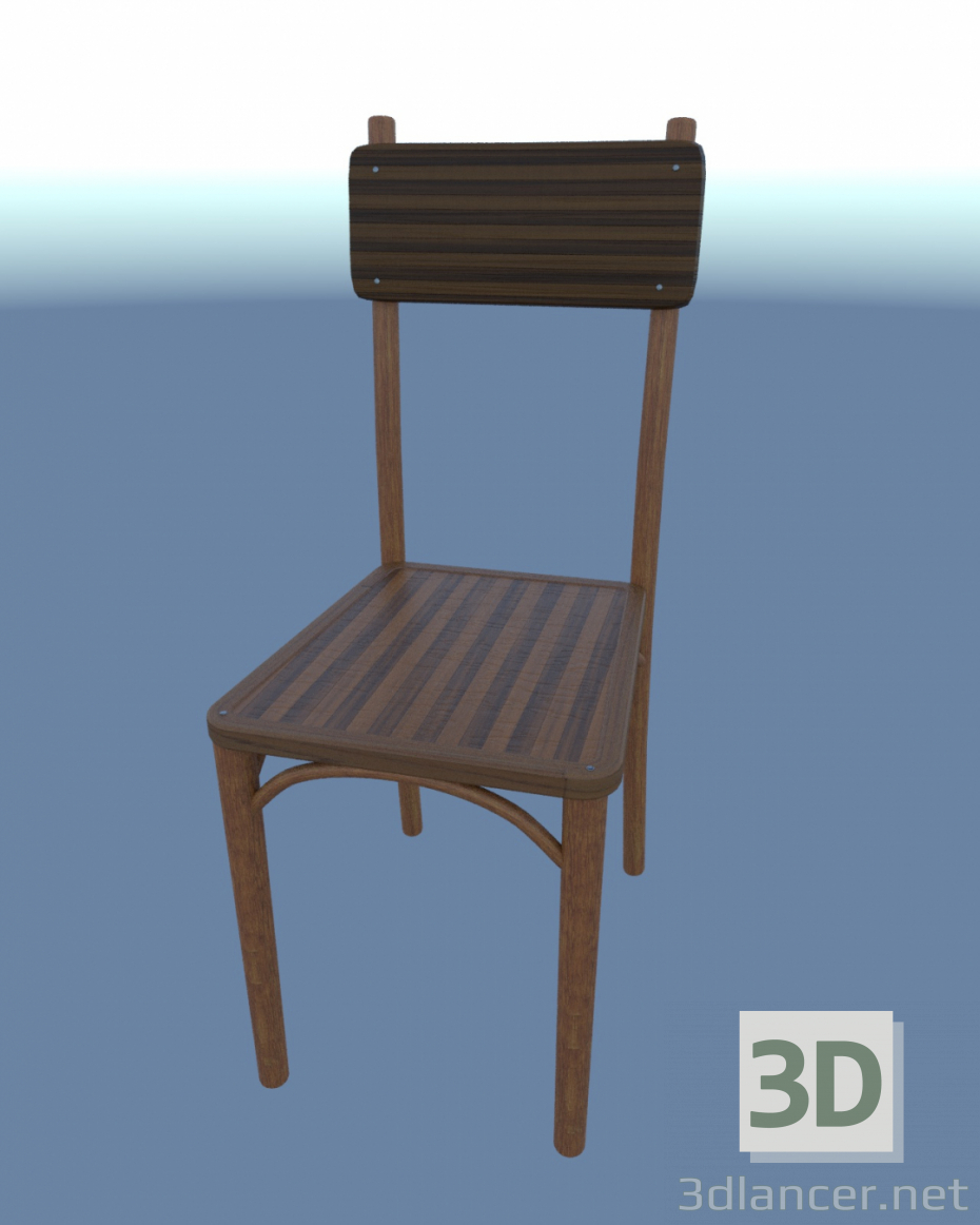 3d model Silla simple (madera) - vista previa