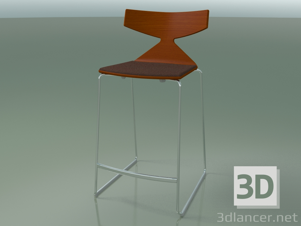 3d model Stackable bar stool 3712 (with cushion, Orange, CRO) - preview