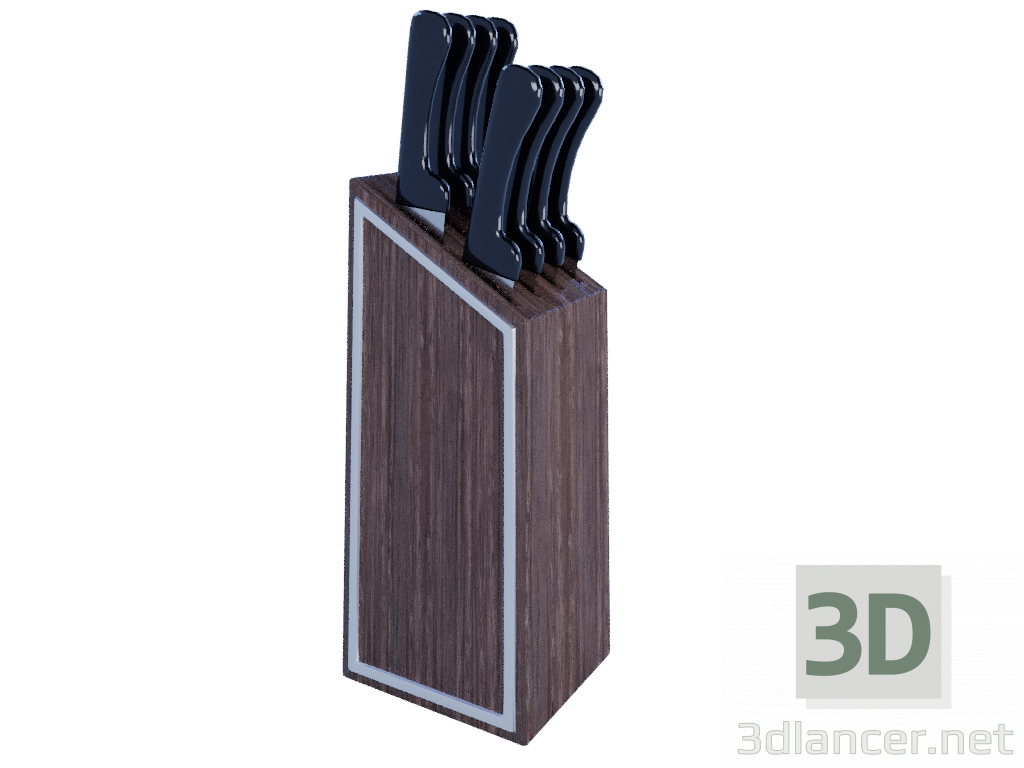 3d модель підставка для ножів з ножами – превью