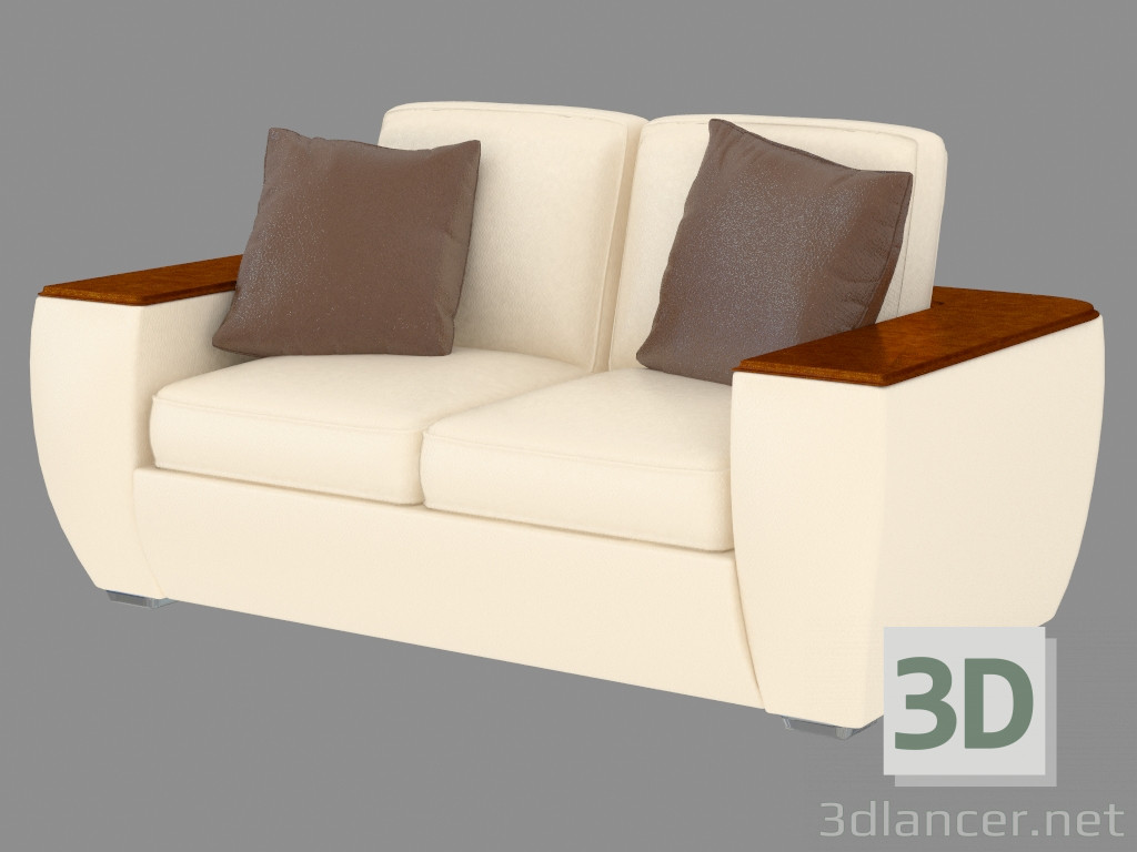 3d model Sofá de cuero moderno doble - vista previa