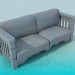 3D Modell Sofa mit hölzernen Armlehnen - Vorschau