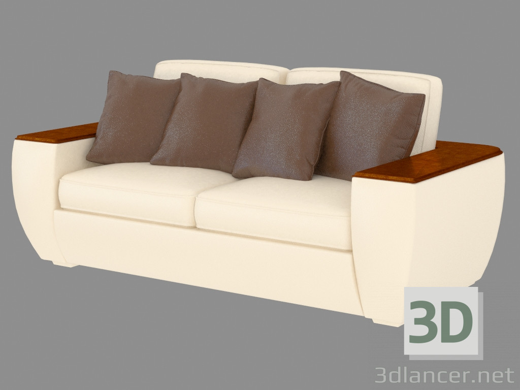 modèle 3D Canapé en cuir double - preview
