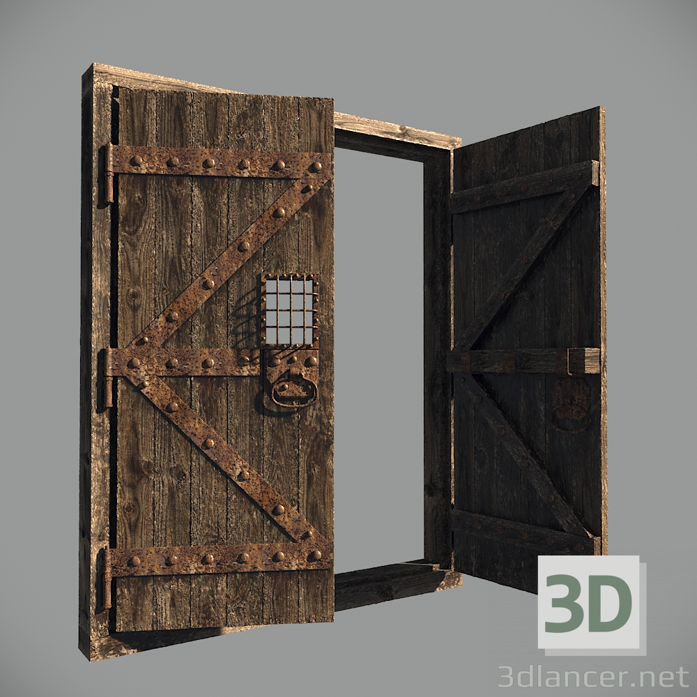 3d Старинная крепостная дверь модель купить - ракурс