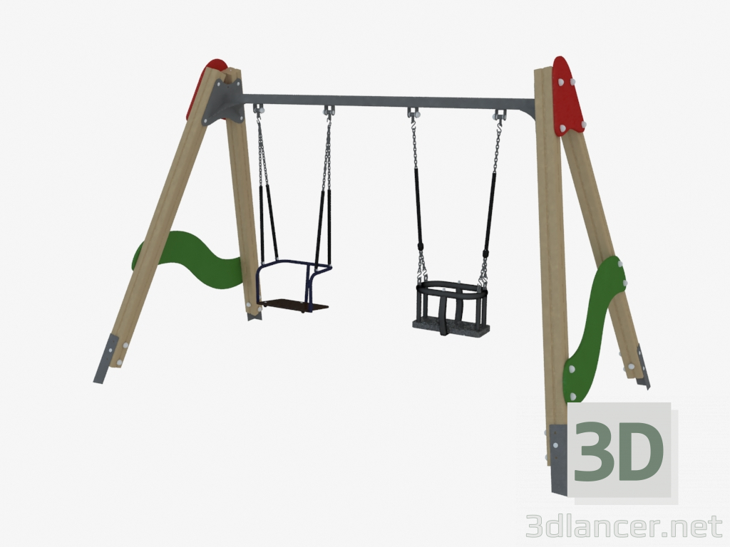 3d модель Качели детской игровой площадки (6326) – превью