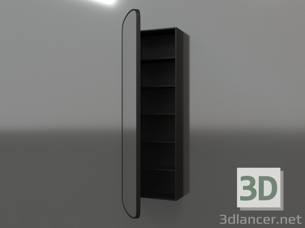 3D Modell Spiegel (mit halboffener Schublade) ZL 17 (460x200x1500, Holz schwarz) - Vorschau
