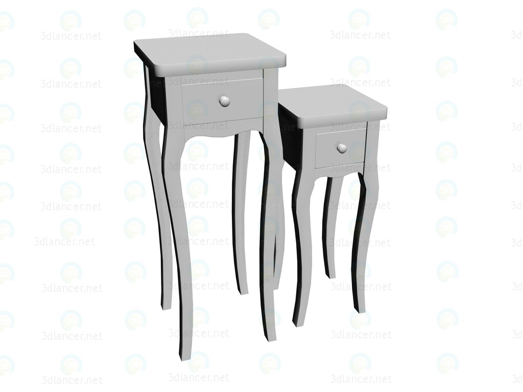 3D Modell Tisch serviert klassisch Barock weiß (2 Stk. pro Set) - Vorschau