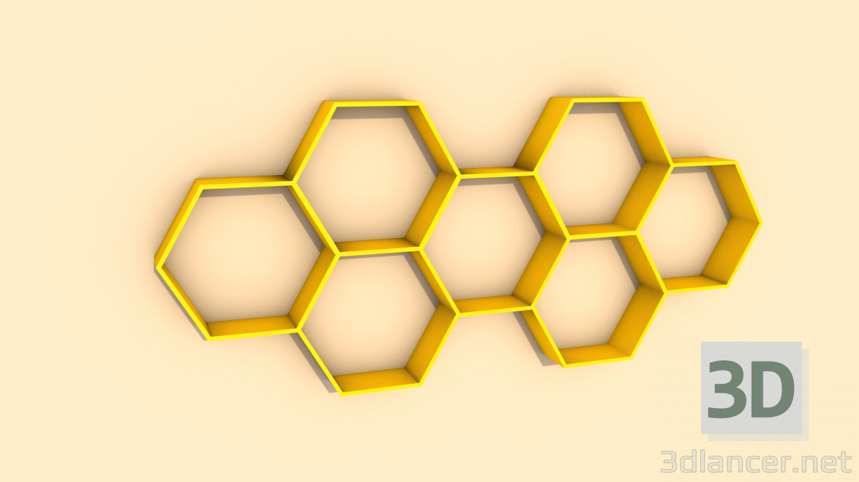 modèle 3D de Étagère en bois nid d'abeille acheter - rendu