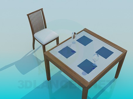 3d модель Стол и стул в комплекте – превью