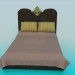 3d модель Ліжко з золотистим прикрасою – превью