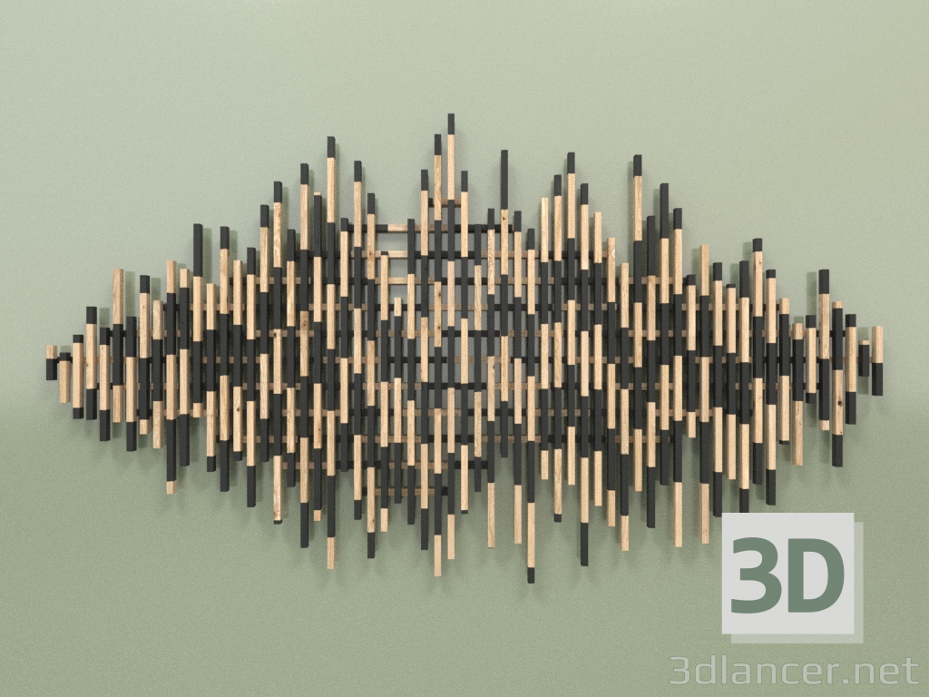 3d модель Дерев'яна панель на стіні над ліжком – превью