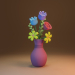 Modelo 3d flores em um vaso - preview