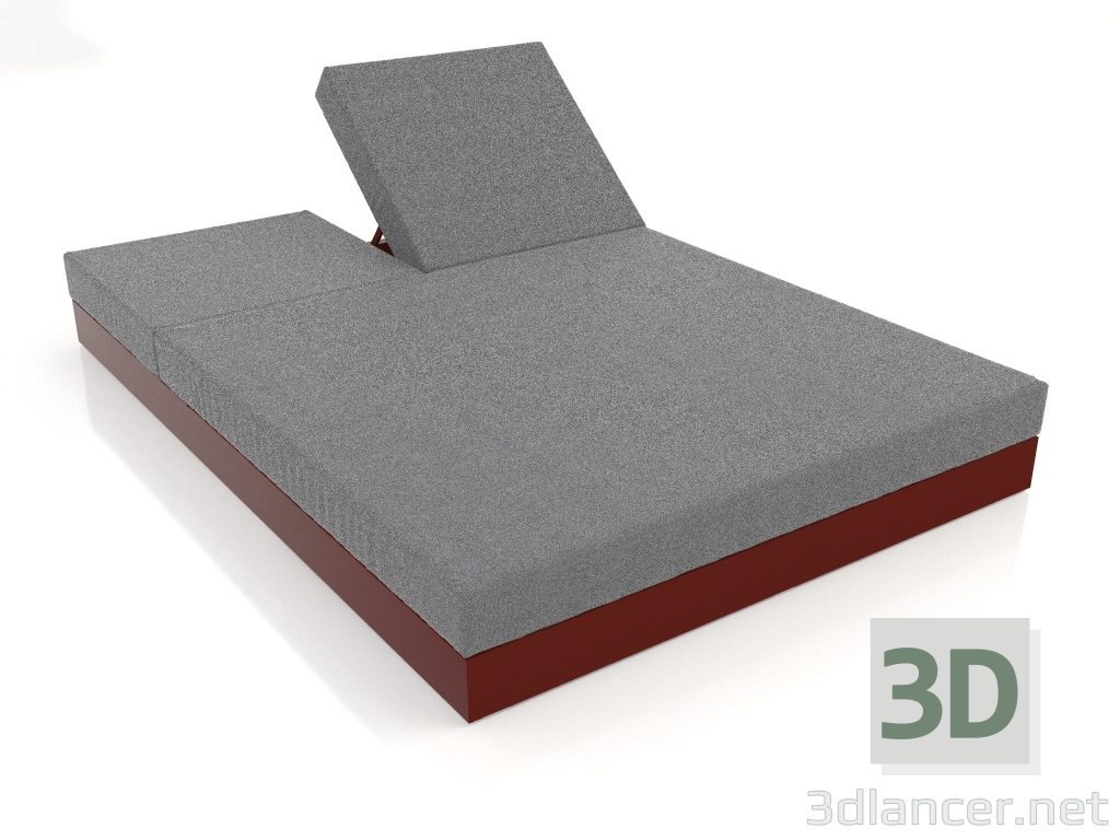 3d model Bed with back 140 (Wine red) - preview