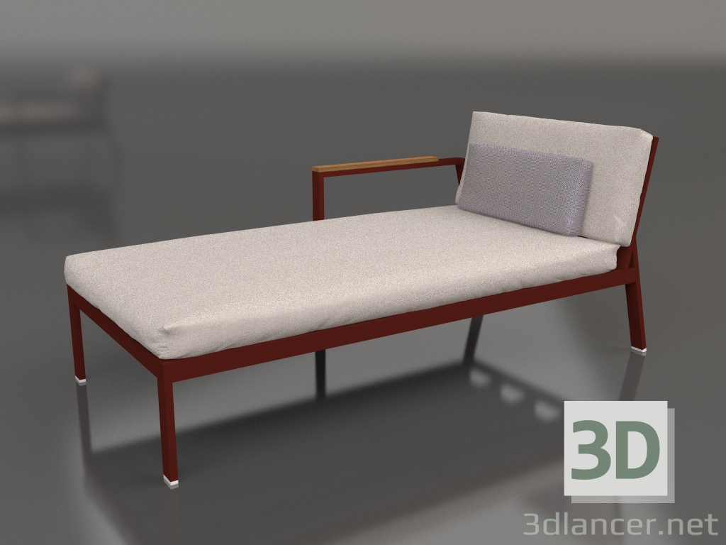 modèle 3D Module canapé, section 2 à gauche (Rouge vin) - preview