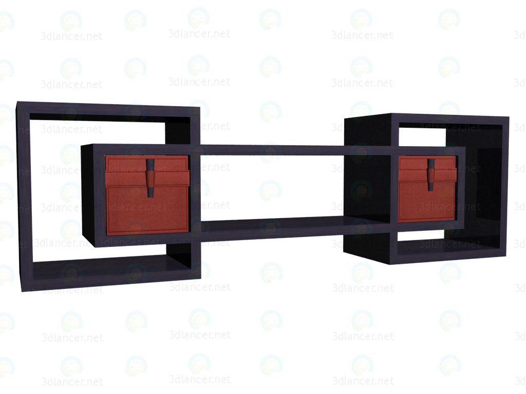 modello 3D Mensola con cassetti - anteprima