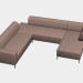 Modelo 3d módulo de sofá (U) Bornéu - preview