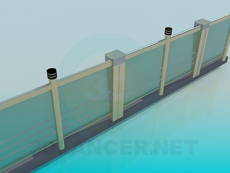 3D Modell Glas-Geländer - Vorschau