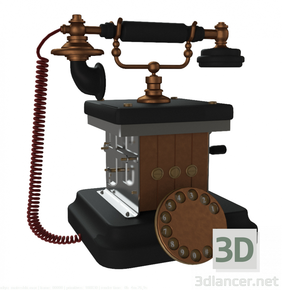 modello 3D Retro telefono - anteprima