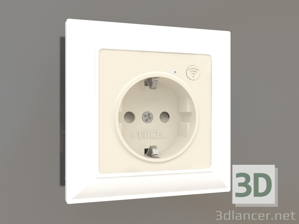 3d model Smart plug-in socket with protective shutters (ivory) - preview