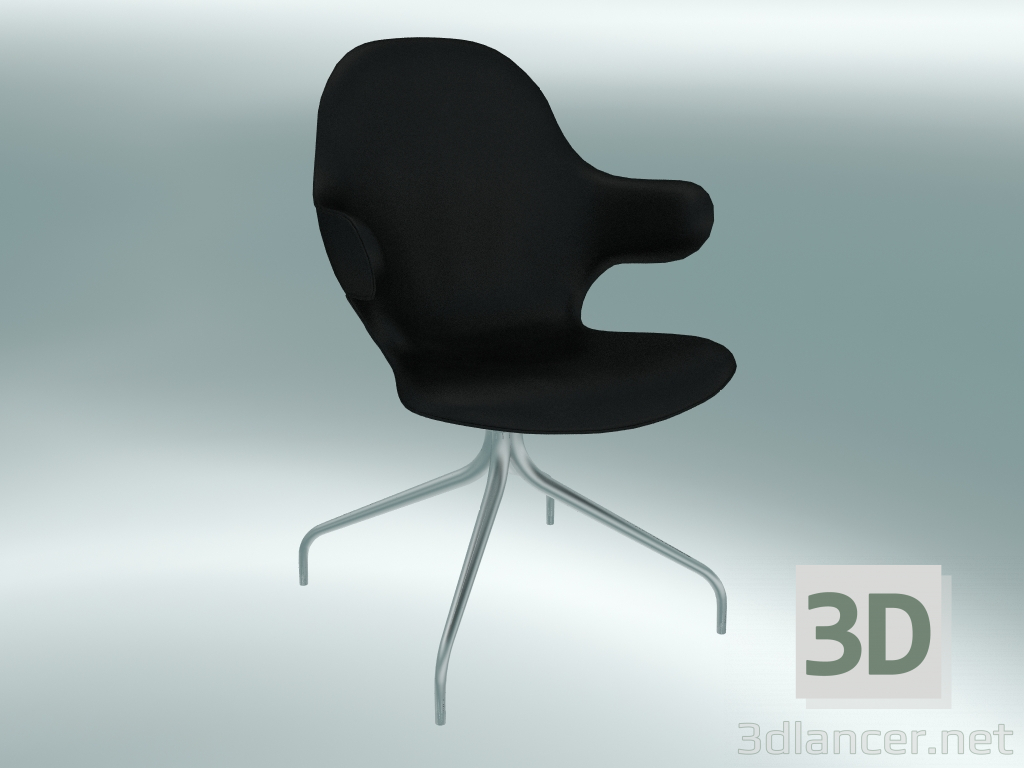 3D Modell Drehstuhl Catch (JH2, 58x58 N 90cm, Aluminium poliert, Leder - Black Silk) - Vorschau