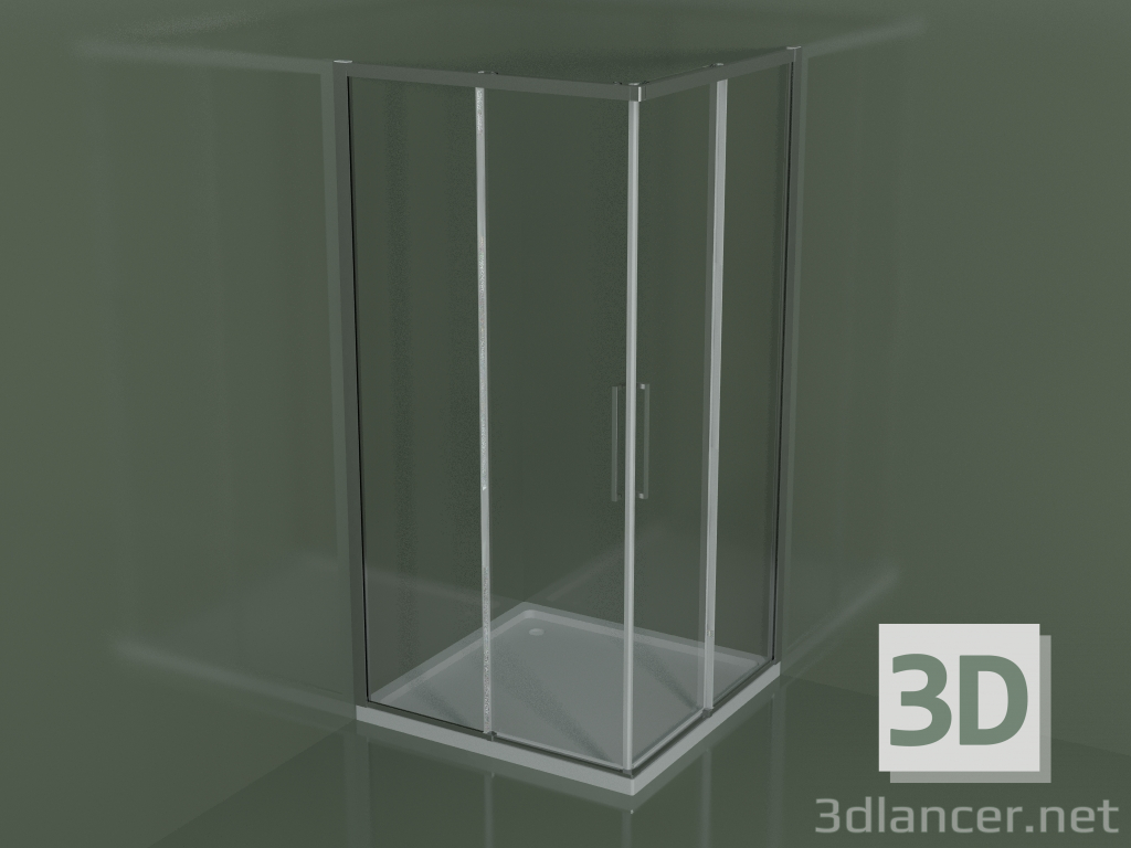 modello 3D Cabina doccia ZA + ZA 100 con porta scorrevole per piatti doccia angolari - anteprima